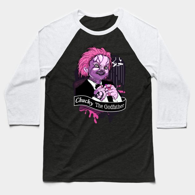 Chucky The Godfather color PINK Baseball T-Shirt by Frajtgorski